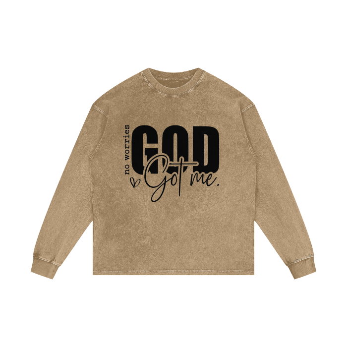 Acid Wash Oversize Langarm-T-Shirt - 250 GSM