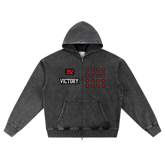 Snow Wash Oversized Zip-Up Hoodie